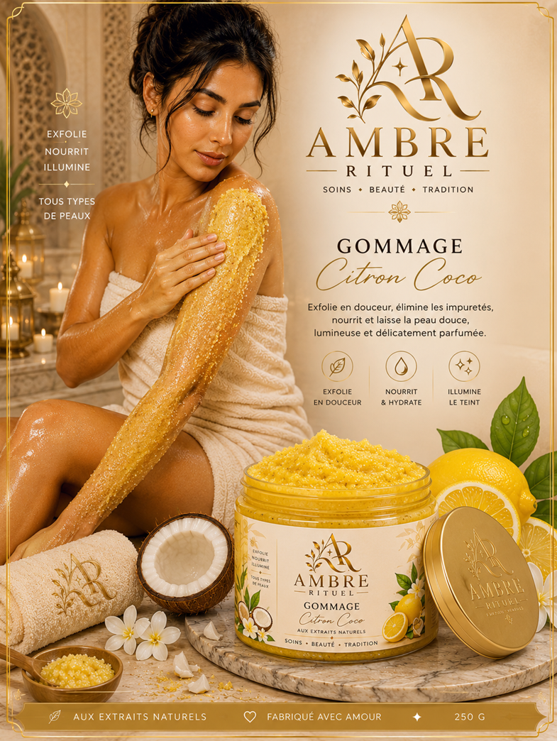 Gommage Citron & Coco – Ambre Rituel | 250 g
