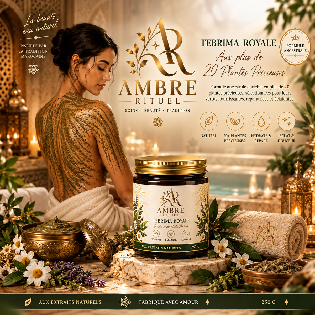 Tebrima Royale – Soin Traditionnel aux Plus de 20 Plantes Précieuses 250 g